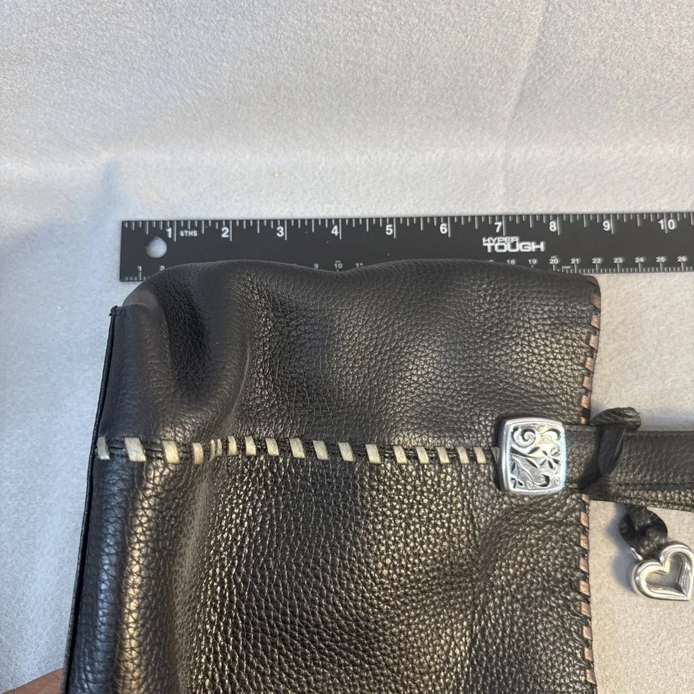 Vintage Brighton Purse, Leather, Black, Silver Accents, Tippi Laced Tote